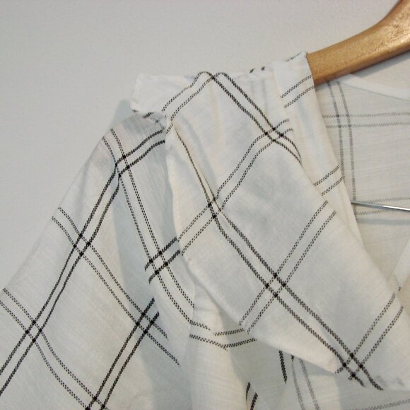 Saints + Secrets Mini Dress White Black Check Ruffle Trim Keyhole Back Small NWT - Picture 9 of 16